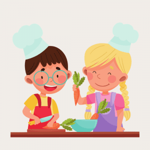 Zwei animierte Personen am Kochen